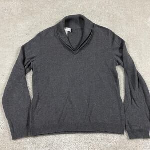 Jones New York Sweater Womens S Gray Cashmere Shawl Collar V-Neck Pullover